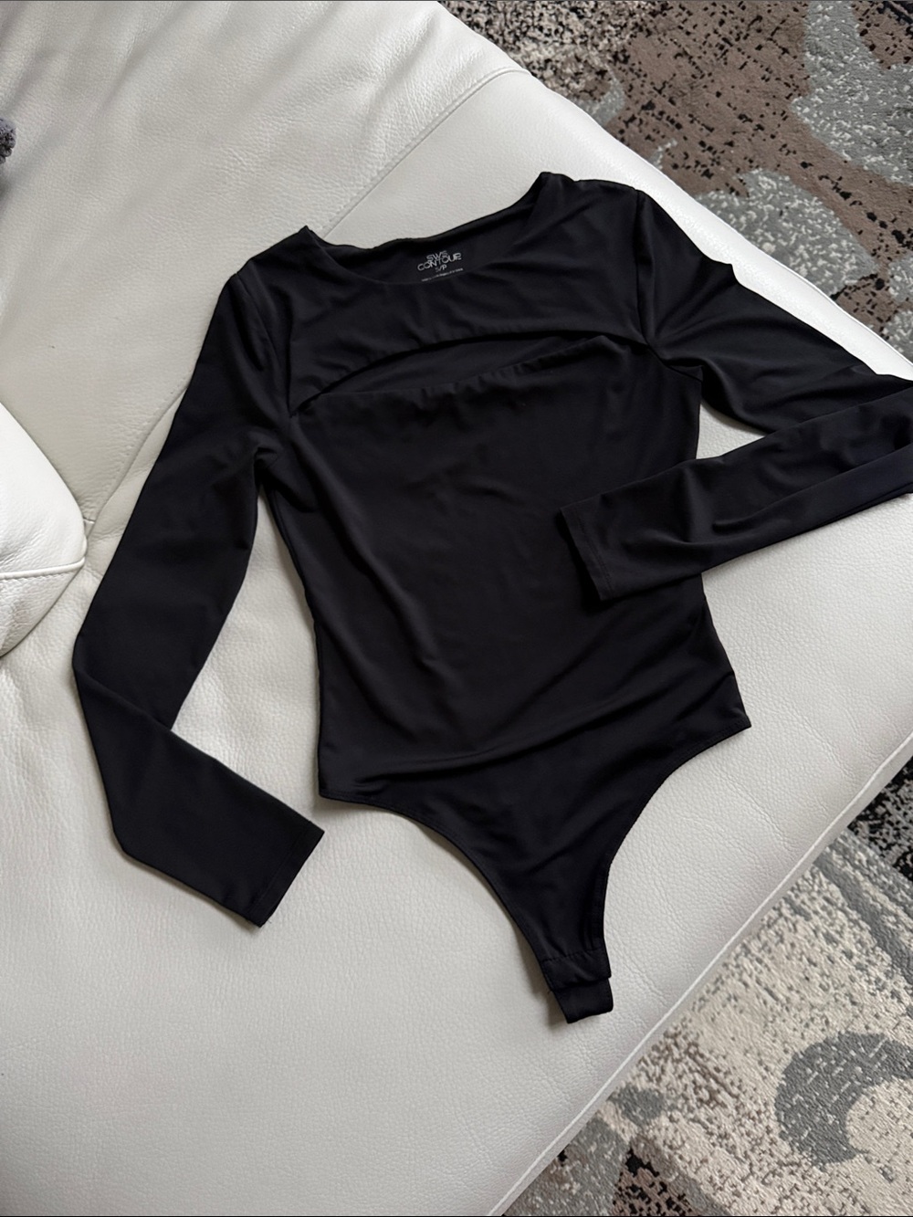 Black Long Sleeve Scoop Bodysuit